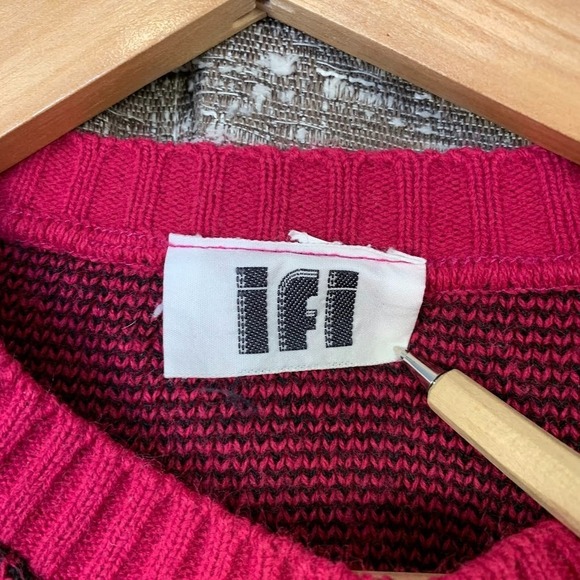 Vintage IFI Hot Pink Knit Pullover Sweater Retro Geometric Womens - Picture 4 of 7